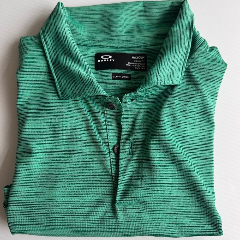 Oakley Gravity Pro Hydrolix Polo Mens XL Green Golf Performance Shirt